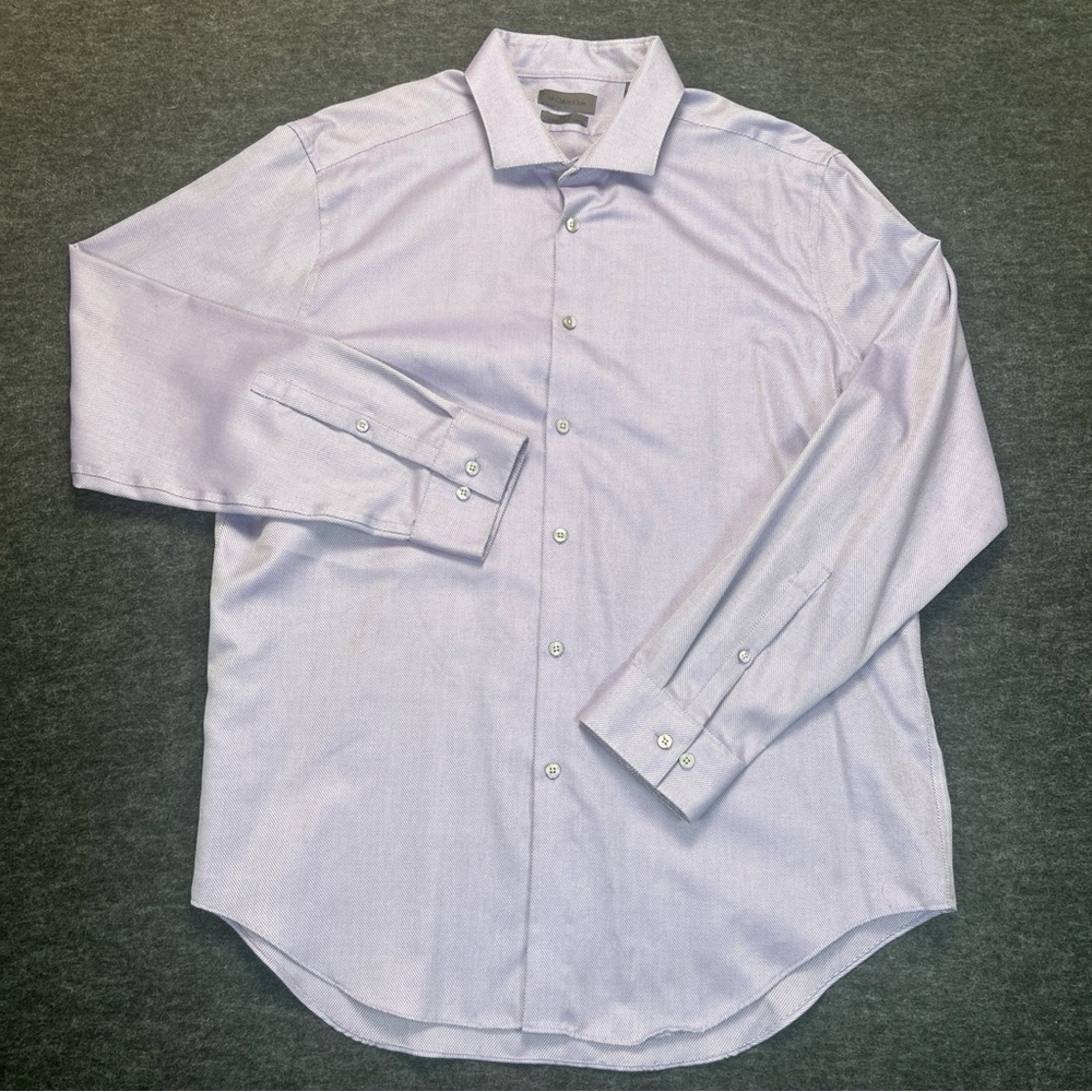Calvin Klein Men’s Infinite Non-Iron Slim Fit 17.5 34/35 Stretch Shirt Purple